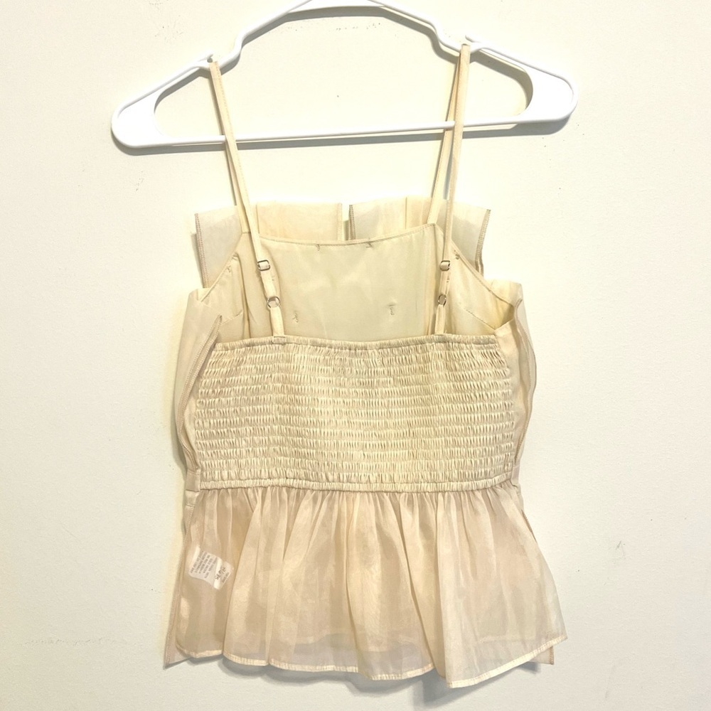 2/$30 Cloud Ten - Cream Spaghetti Strap Dressy Peplum Blouse Top Size Small - Picture 7 of 7